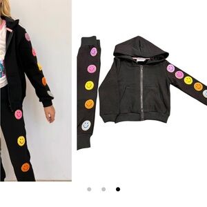 Lola + The Boys Black Smiley Face Kids Matching Set
